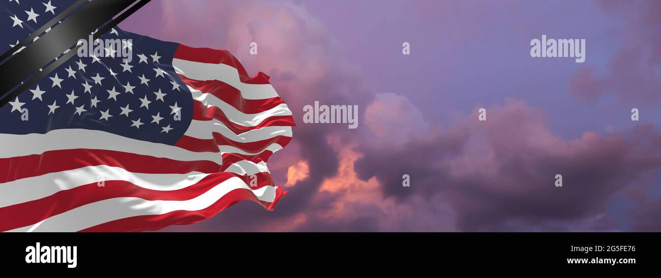 national flag of usa with Mourning Ribbon. memory of victims of war ...