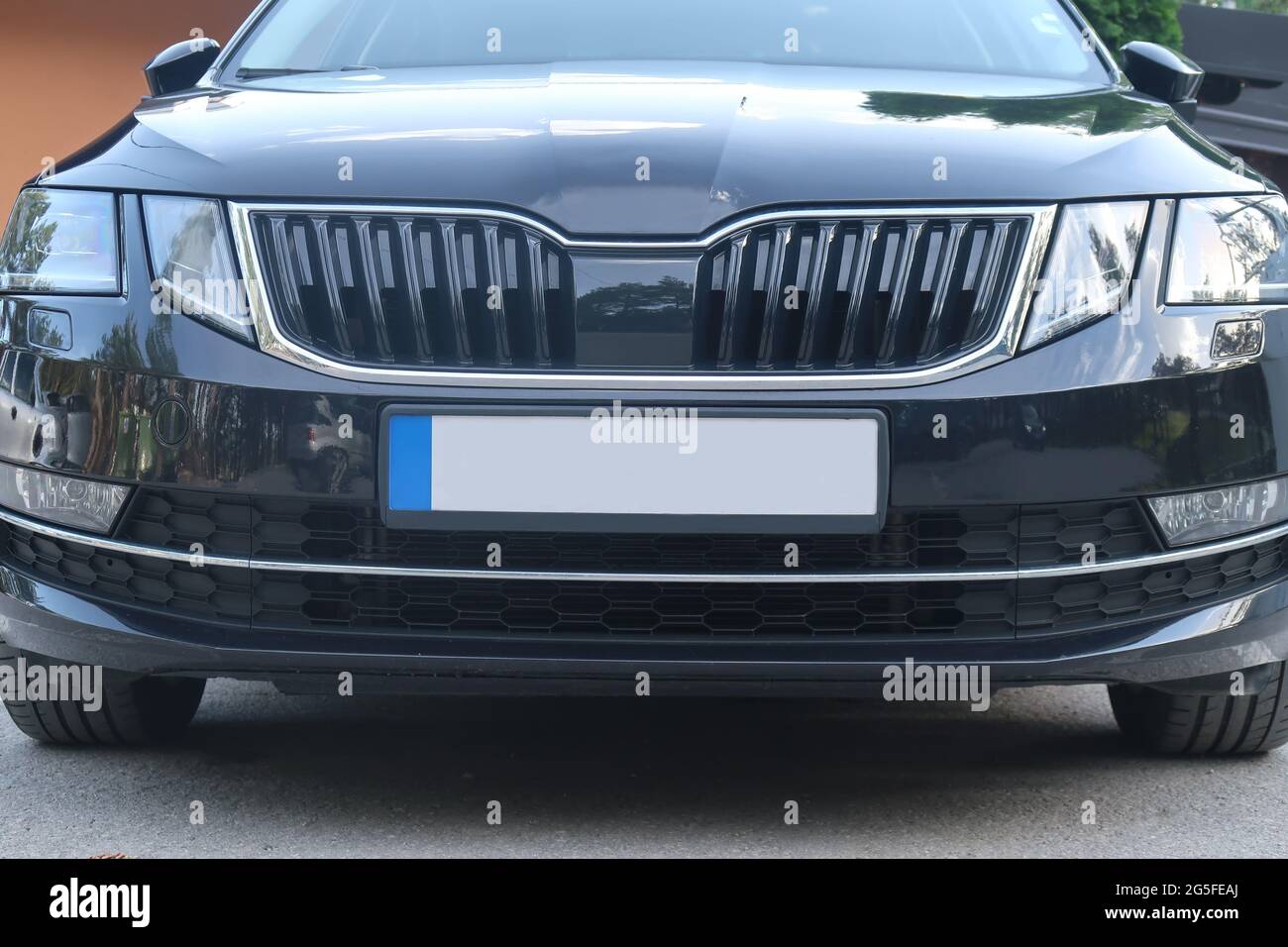 Licence plate on black car Stock Photo Alamy