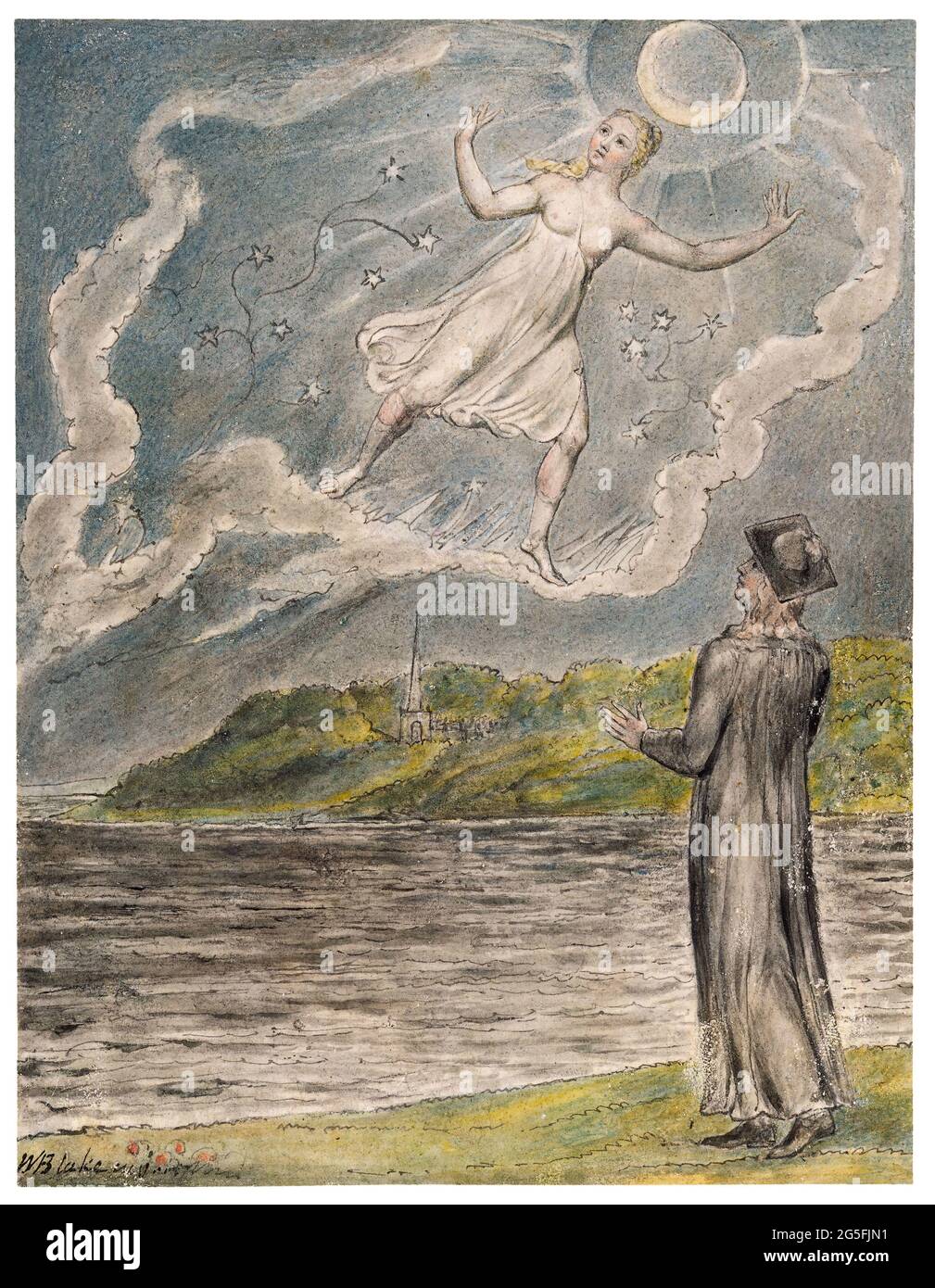 William Blake -  Wandering Moon 1820 Stock Photo