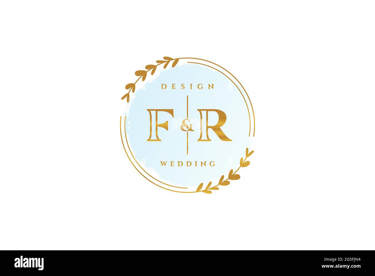 FR beauty monogram and elegant logo design handwriting logo of initial signature, wedding, fashion, floral and botanical with creative template. Stock Vector