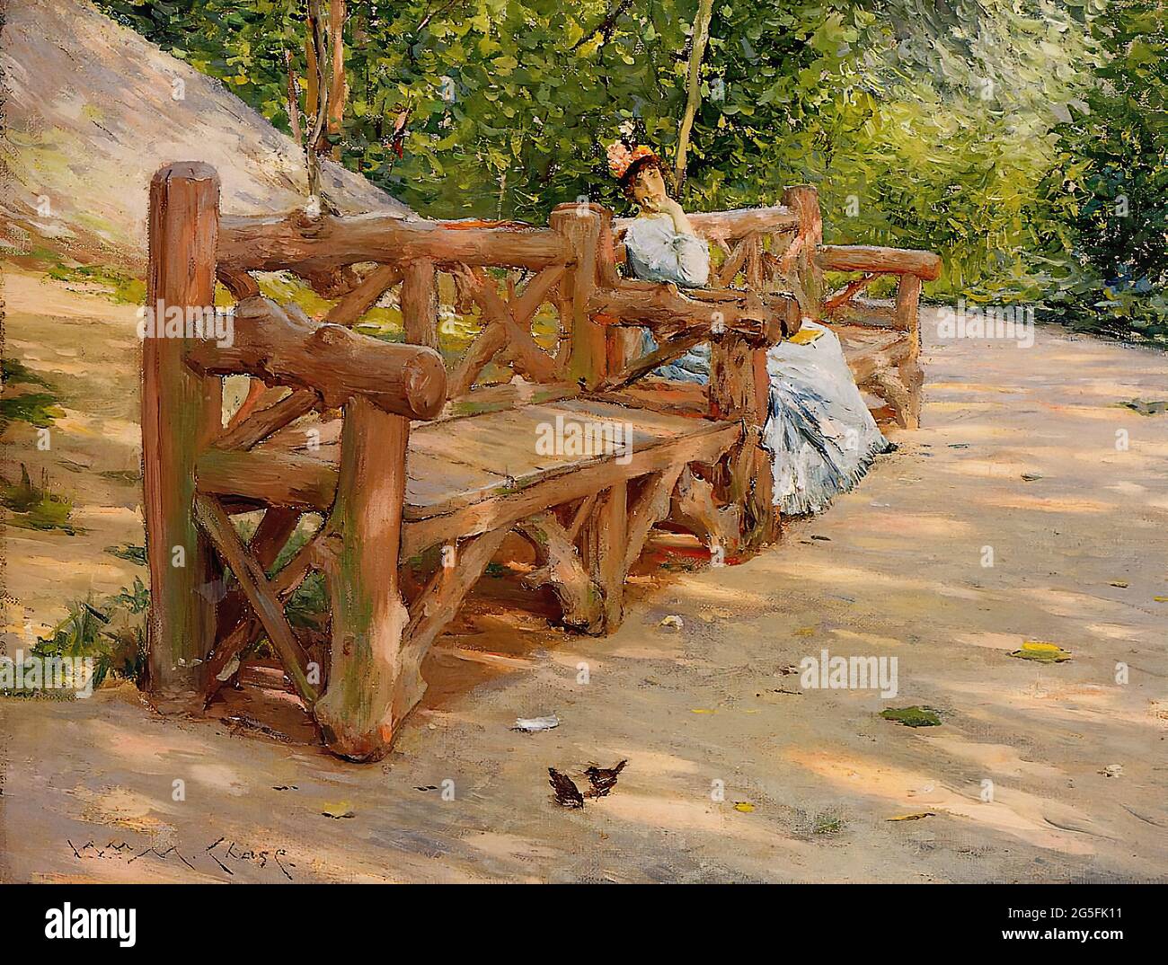 William Merritt Chase -  Park Bench Ak an Idle Hour Park Central Park 1890 Stock Photo