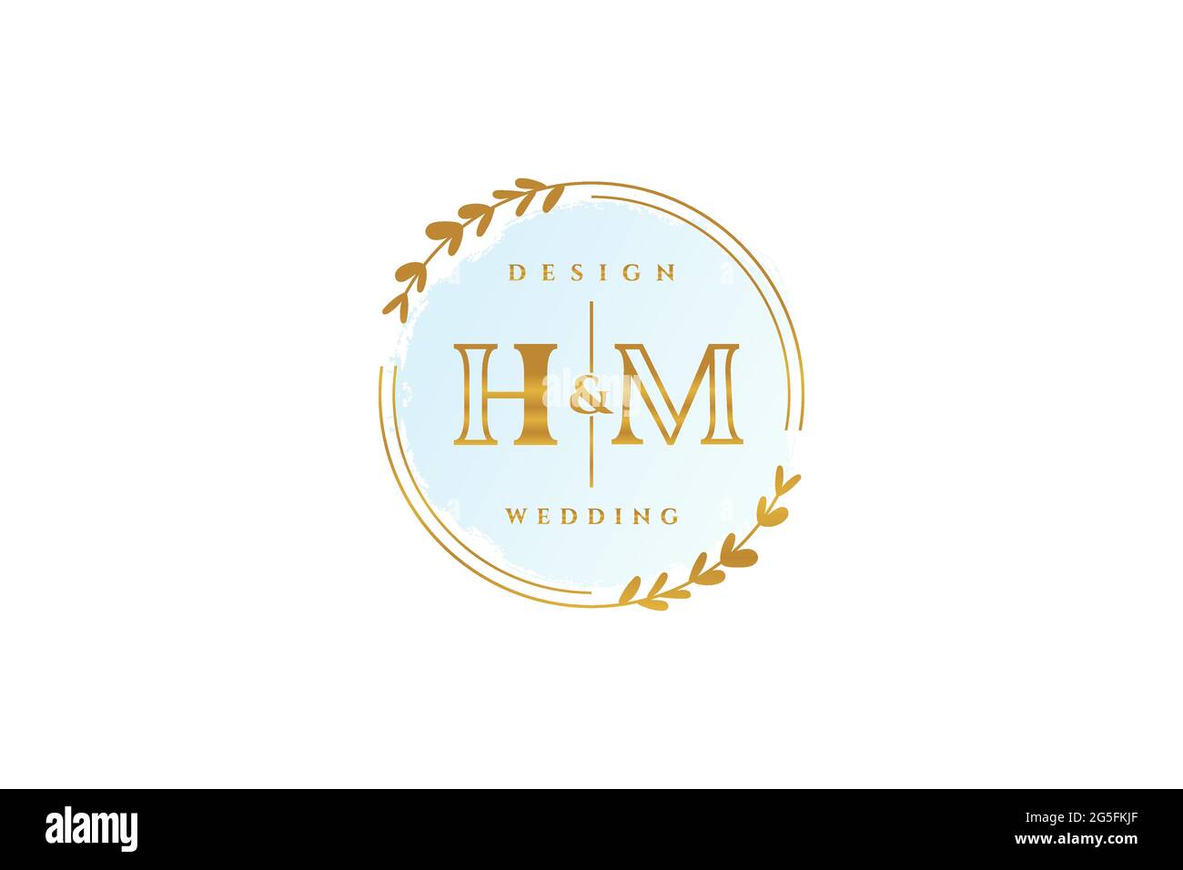 HM beauty monogram and elegant logo design handwriting logo of initial signature, wedding, fashion, floral and botanical with creative template. Stock Vector