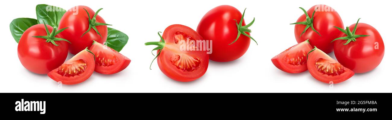 Tomato with slices isolated on white background with clipping path and ...