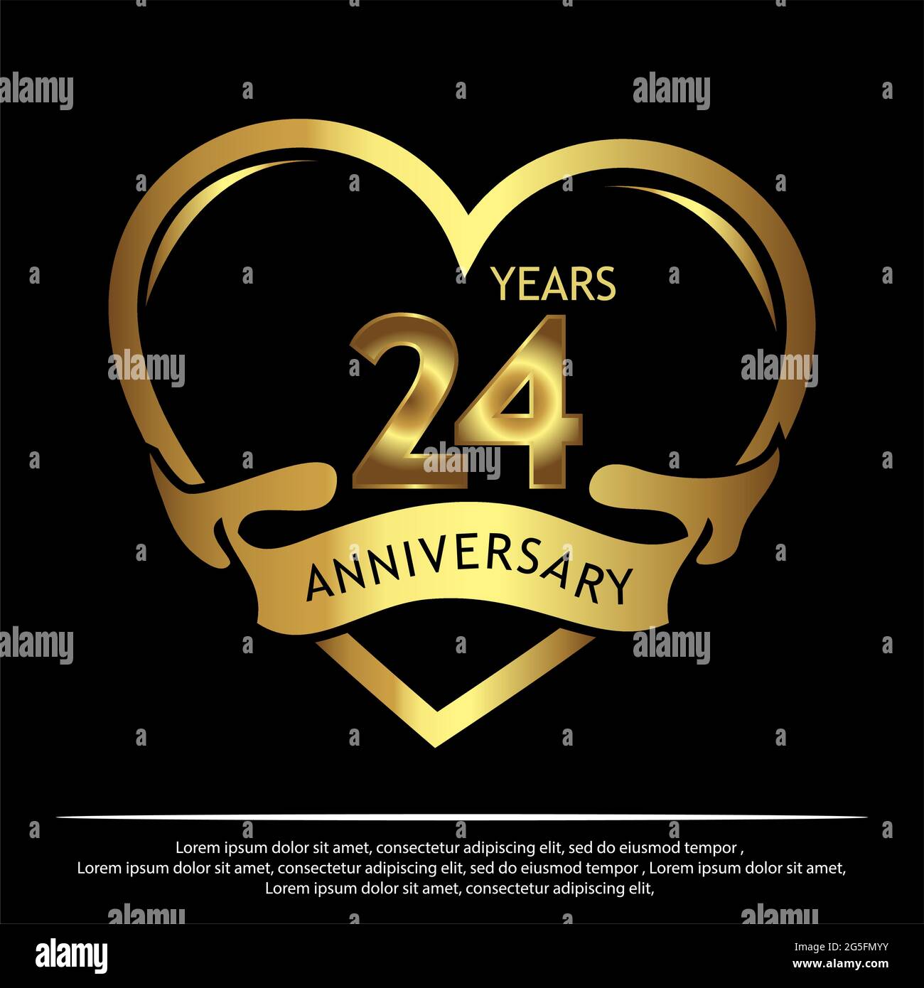 24 years anniversary golden. anniversary template design for web, game ...