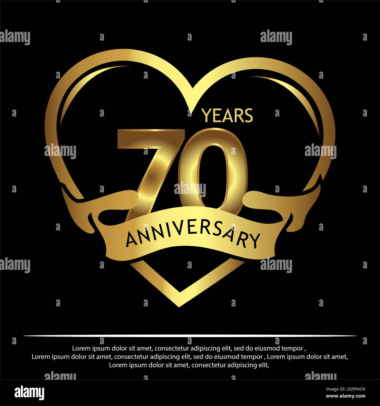 70 years anniversary golden. anniversary template design for web, game ,Creative poster, booklet, leaflet, flyer, magazine, invitation card - Vector Stock Vector