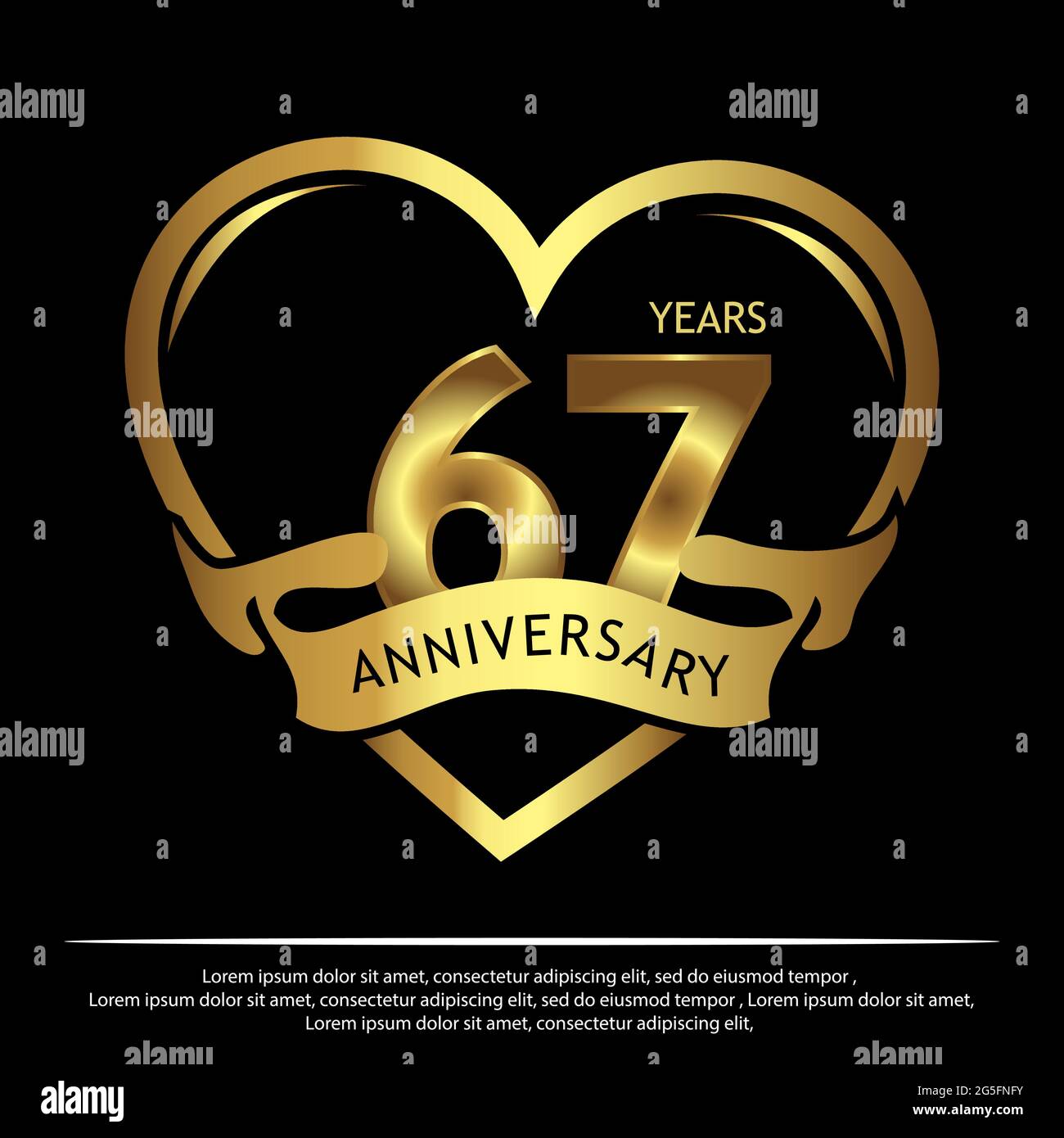 67 years anniversary golden. anniversary template design for web, game