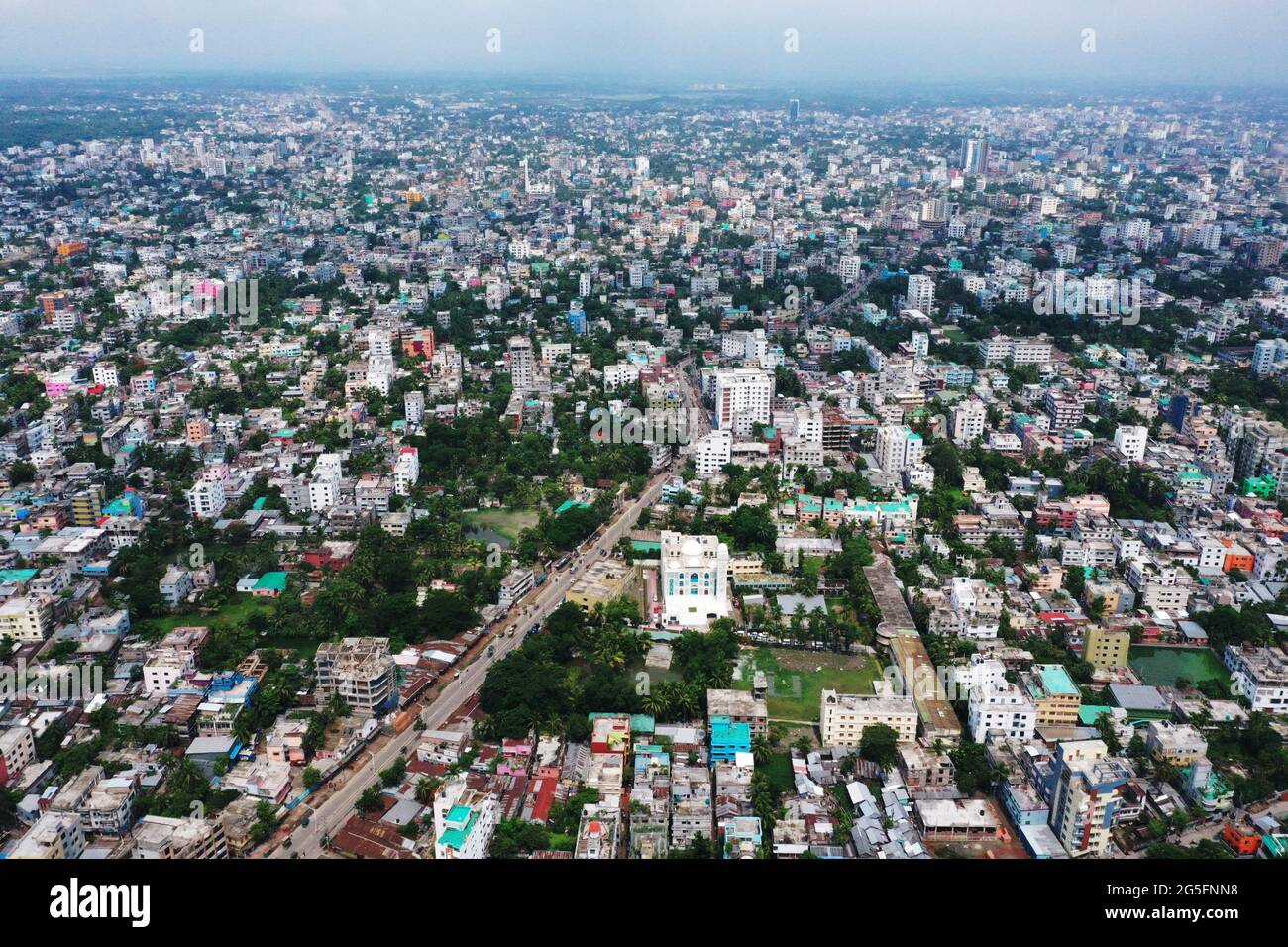 Khulna, Bangladesh June 10, 2021 The bird'seye view of Khulna city