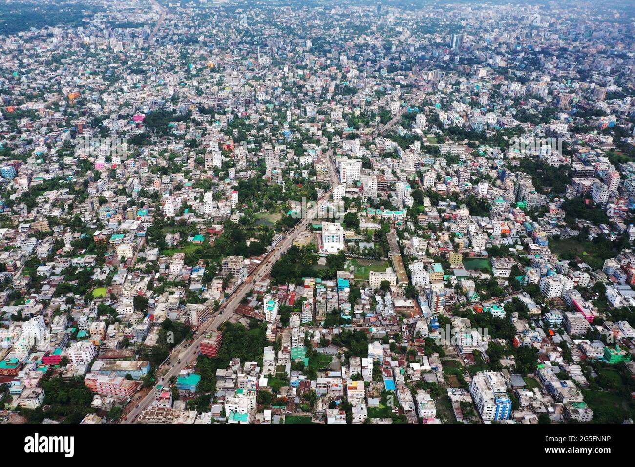 Khulna, Bangladesh June 10, 2021 The bird'seye view of Khulna city
