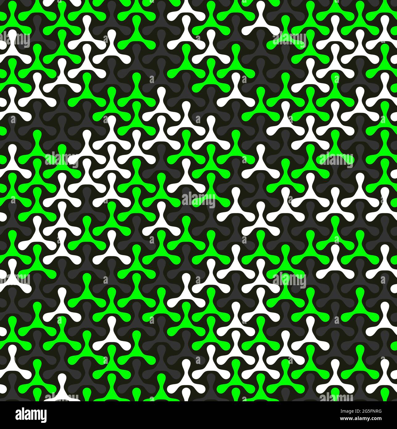 Modern seamless pattern of colored triplex geometric shape on dark Stock Vector