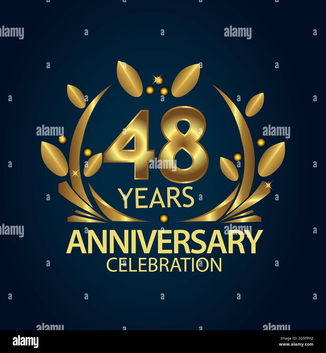 forty eight years anniversary golden. anniversary template design for web, game ,Creative poster, booklet, leaflet, flyer, magazine, invitation card Stock Vector