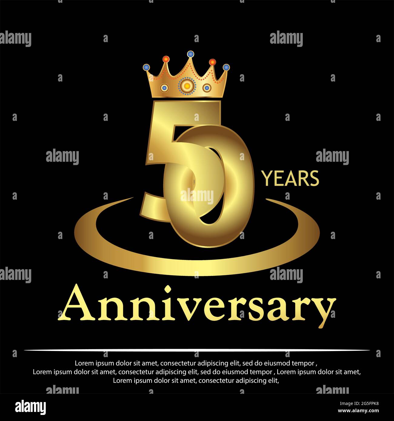 50 years anniversary, Gold icon.. Vector Illustration on black background Stock Vector