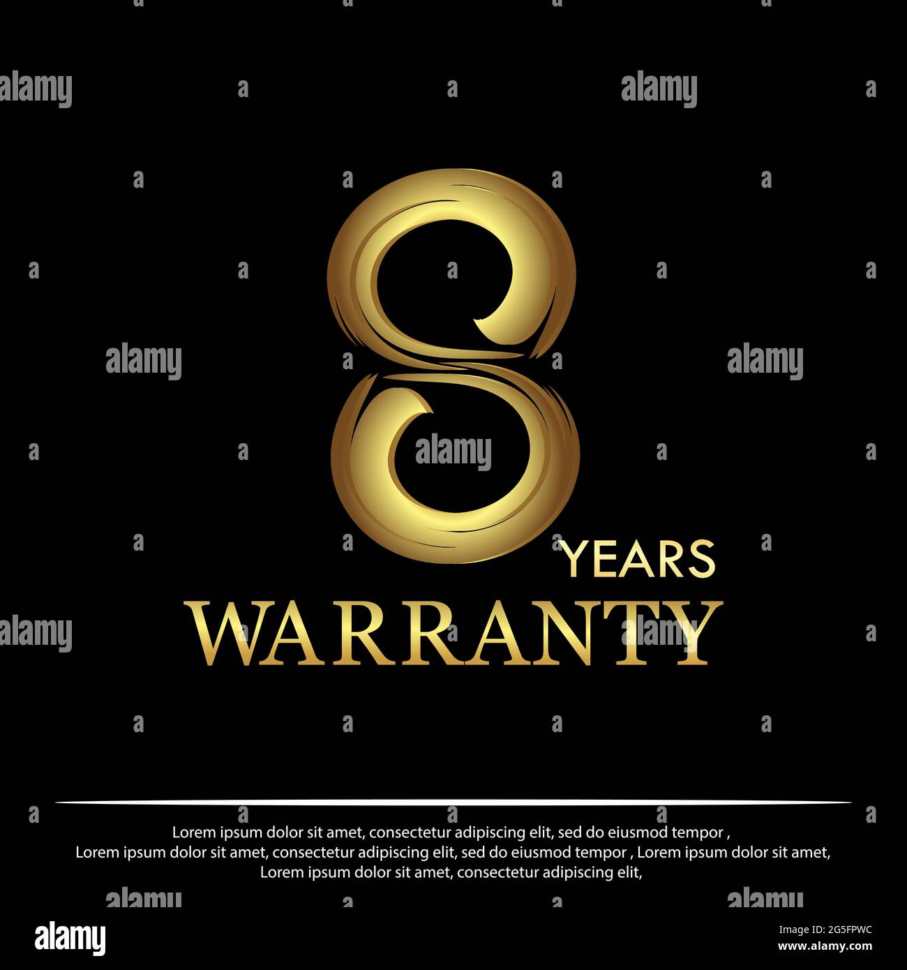 Eight Years Anniversary Golden. anniversary template design for web, game , poster, booklet, leaflet, flyer, magazine, invitation card Stock Vector