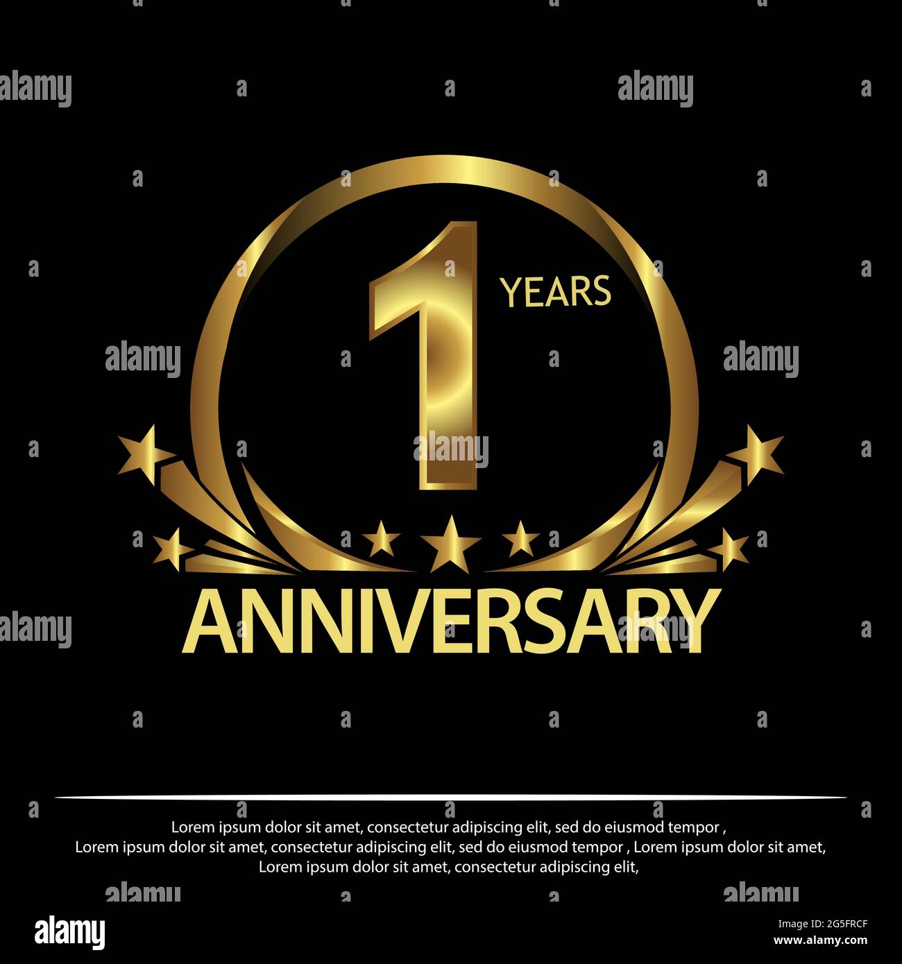 One year anniversary golden. anniversary template design for web, game ,Creative poster, booklet ...