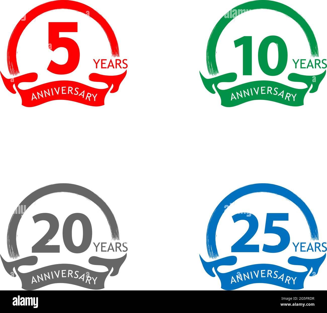 Anniversary label stock, flat design, Colorful set label, vector Stock Vector