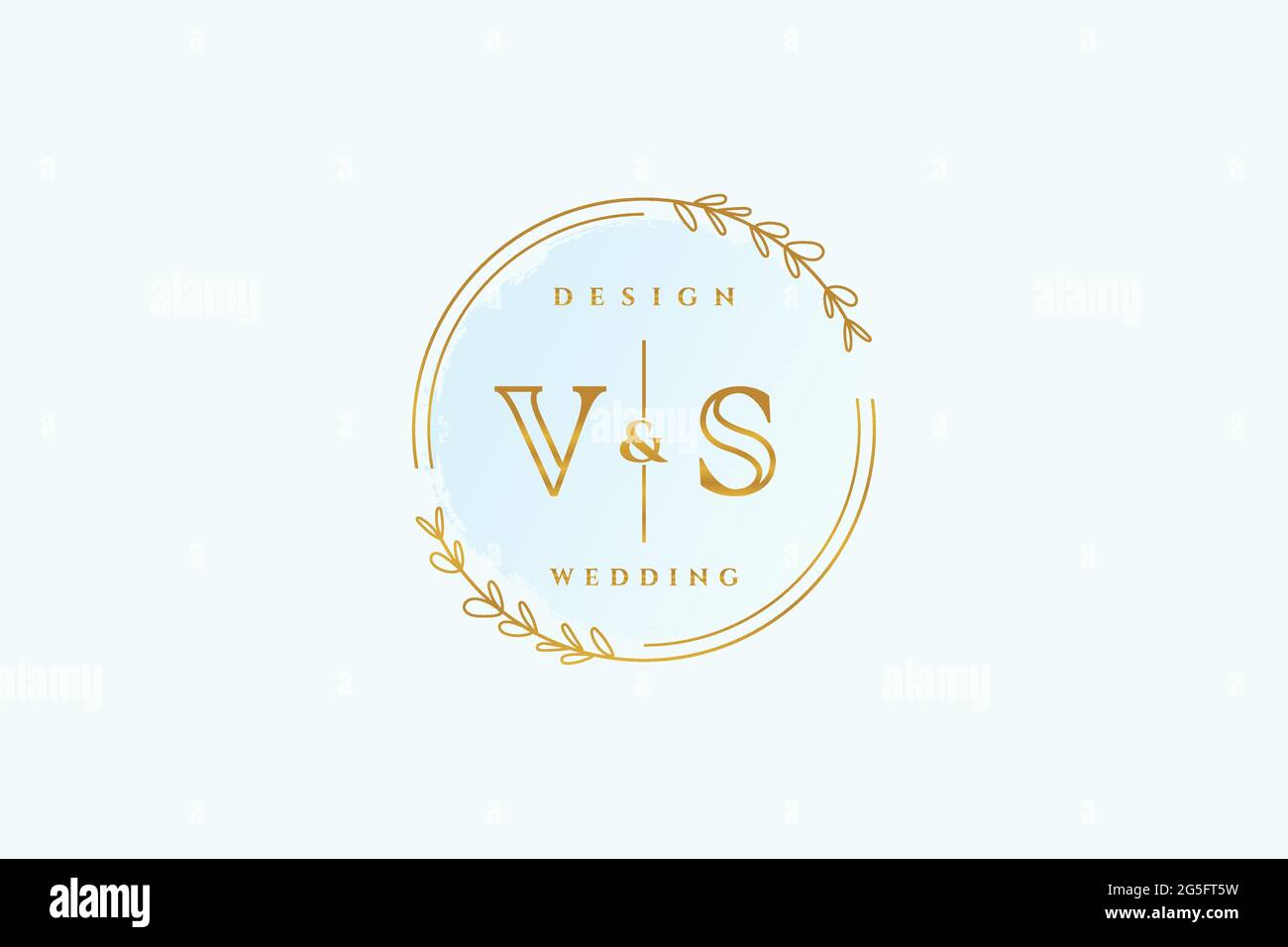 VS beauty monogram and elegant logo design handwriting logo of initial signature, wedding, fashion, floral and botanical with creative template. Stock Vector
