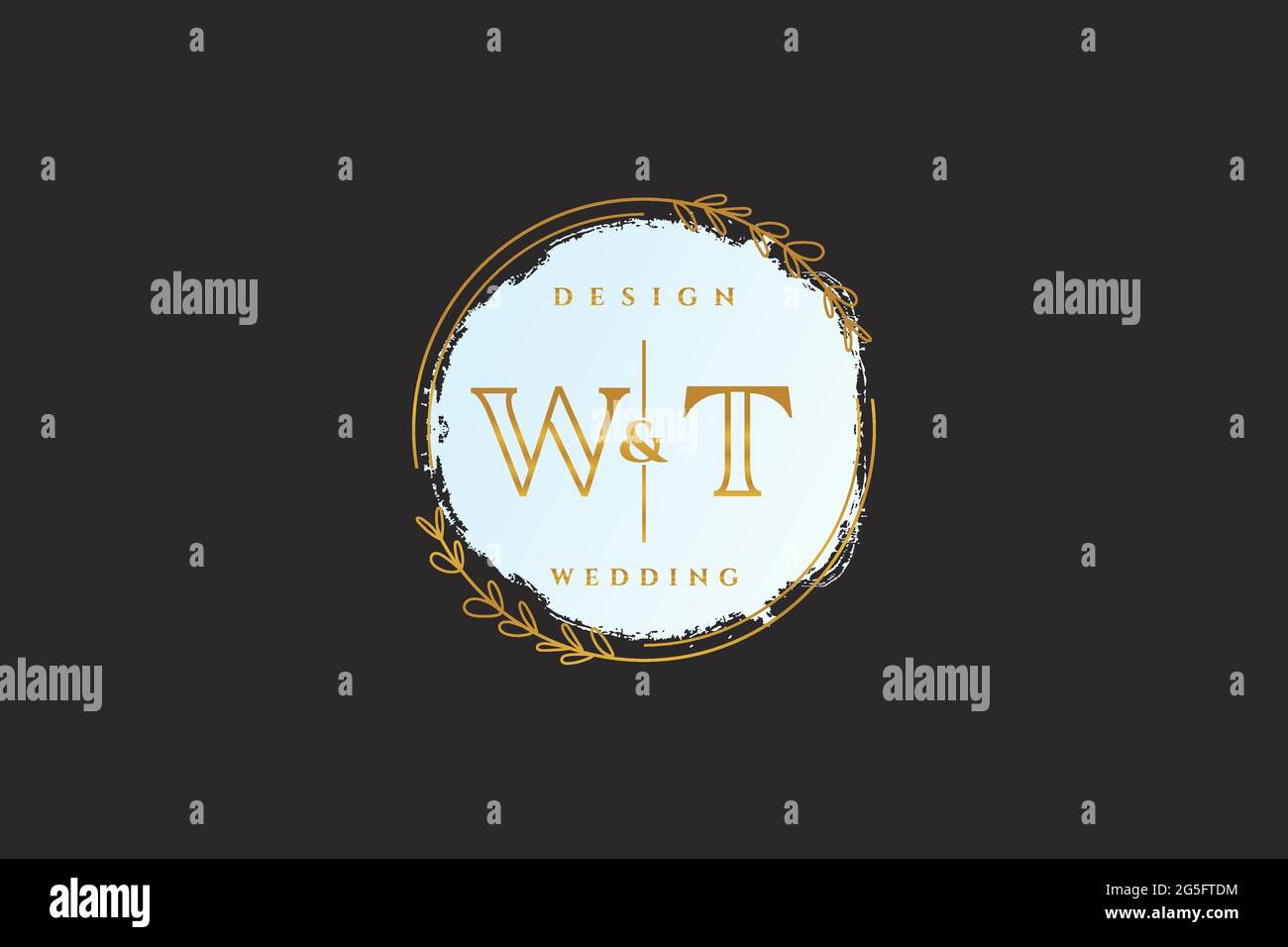 WT beauty monogram and elegant logo design handwriting logo of initial signature, wedding, fashion, floral and botanical with creative template. Stock Vector