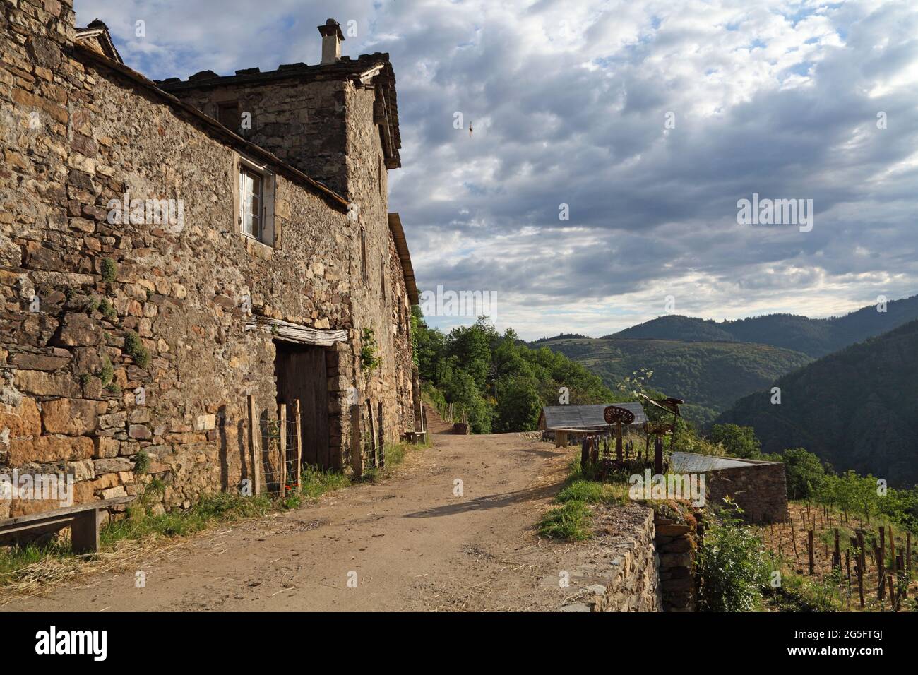 Old rural farmhouse in remote Cevennes hills, Lozere, France Stock Photo
