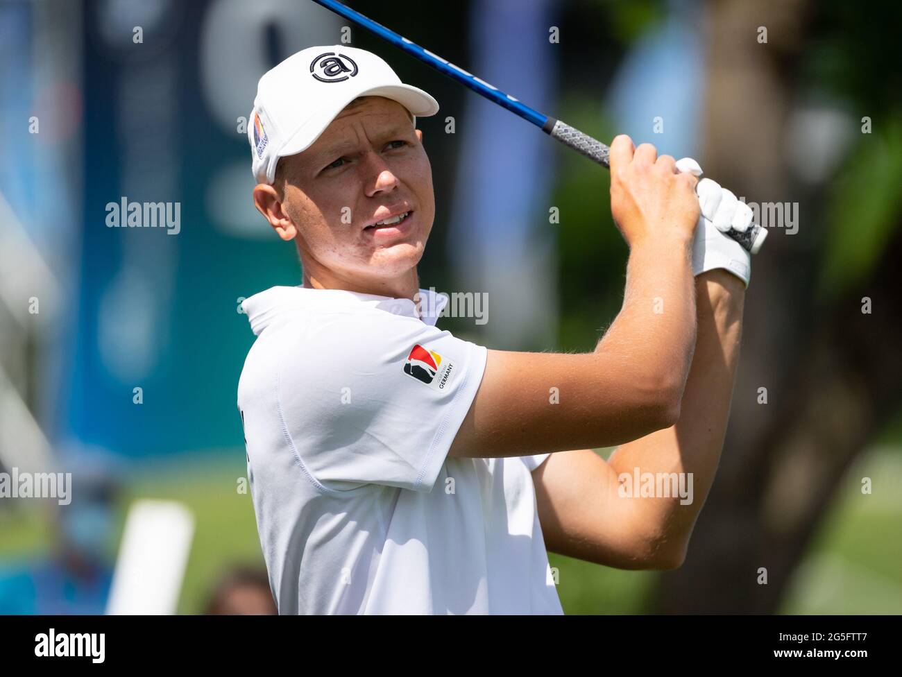 Moosinning, Germany. 27th June, 2021. Golf: European Tour - International  Open, Singles, Men, 4th Round. Matthias Schmid from Germany in action.  Credit: Sven Hoppe/dpa/Alamy Live News Stock Photo - Alamy