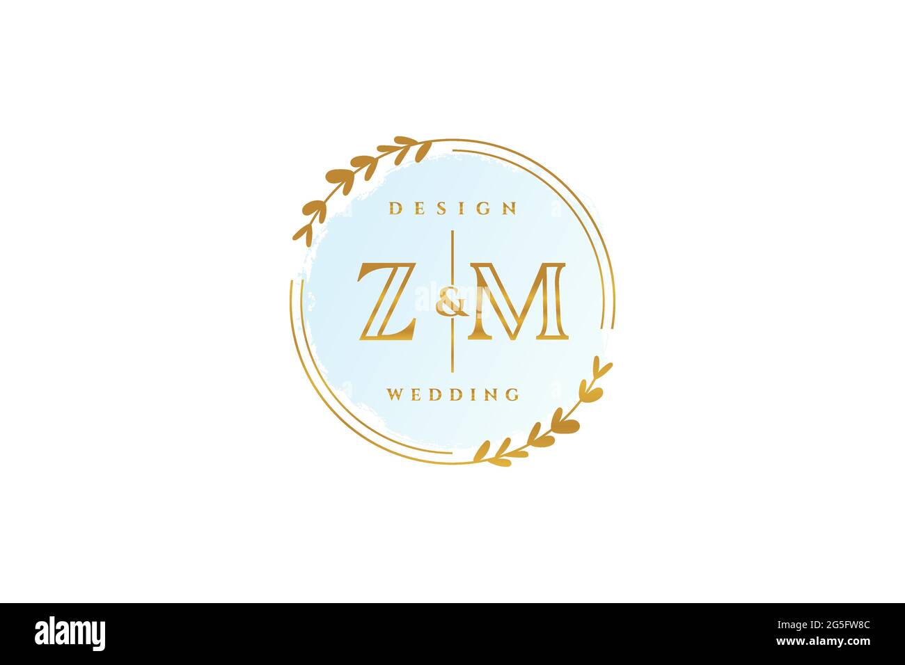 ZM beauty monogram and elegant logo design handwriting logo of initial signature, wedding, fashion, floral and botanical with creative template. Stock Vector