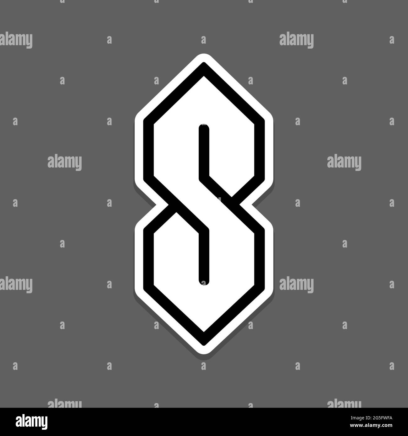 Cool S, or Super S, graffiti sign in popular youth culture. Simple doodle drawing, vector clip art illustration. Stock Vector