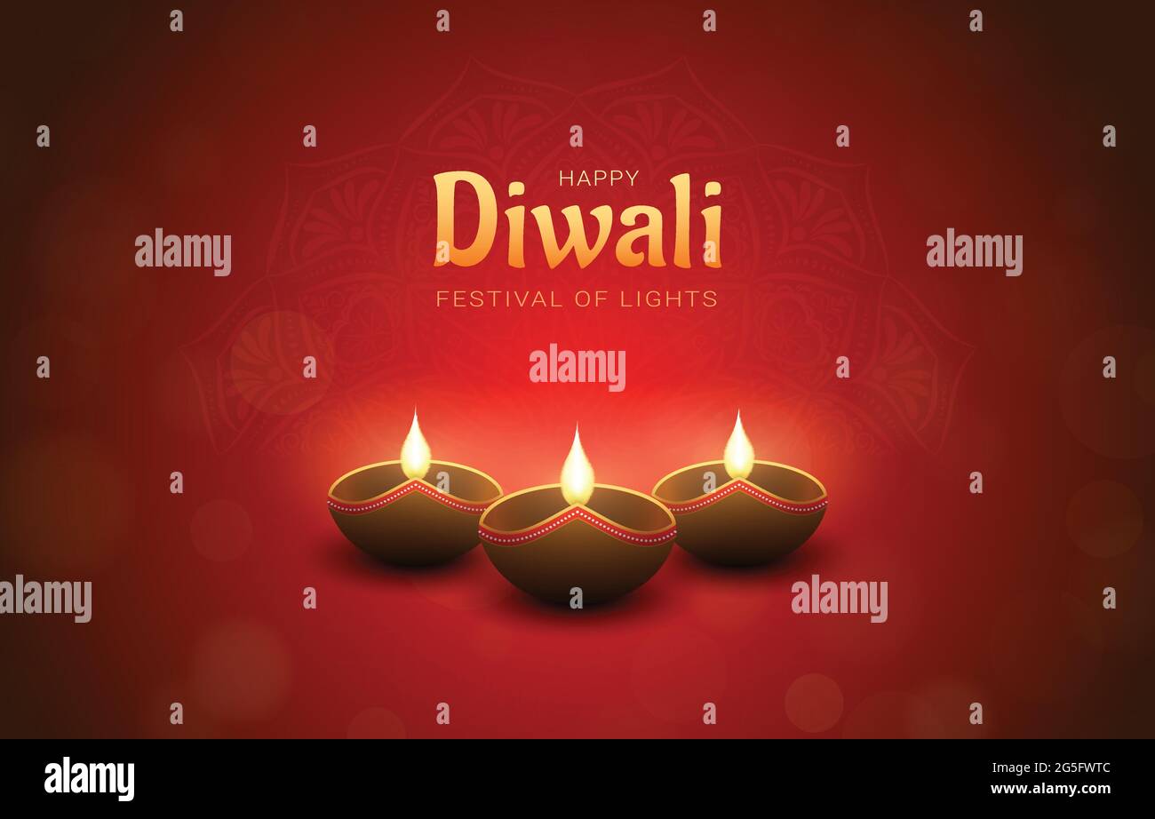 Red Happy Diwali vector design. Stock Vector