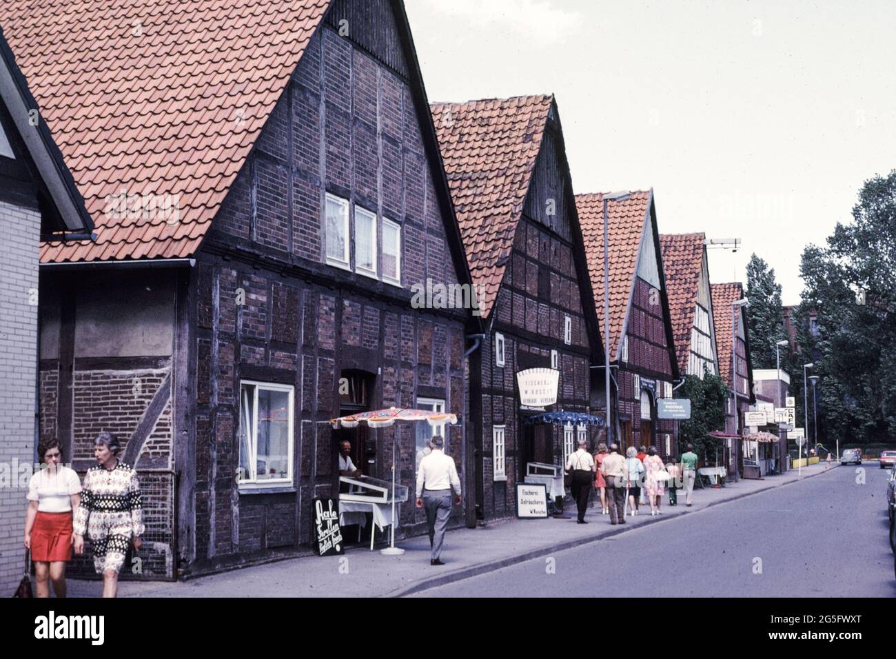 The main street in Steinhuder Meer in 1973 Stock Photo