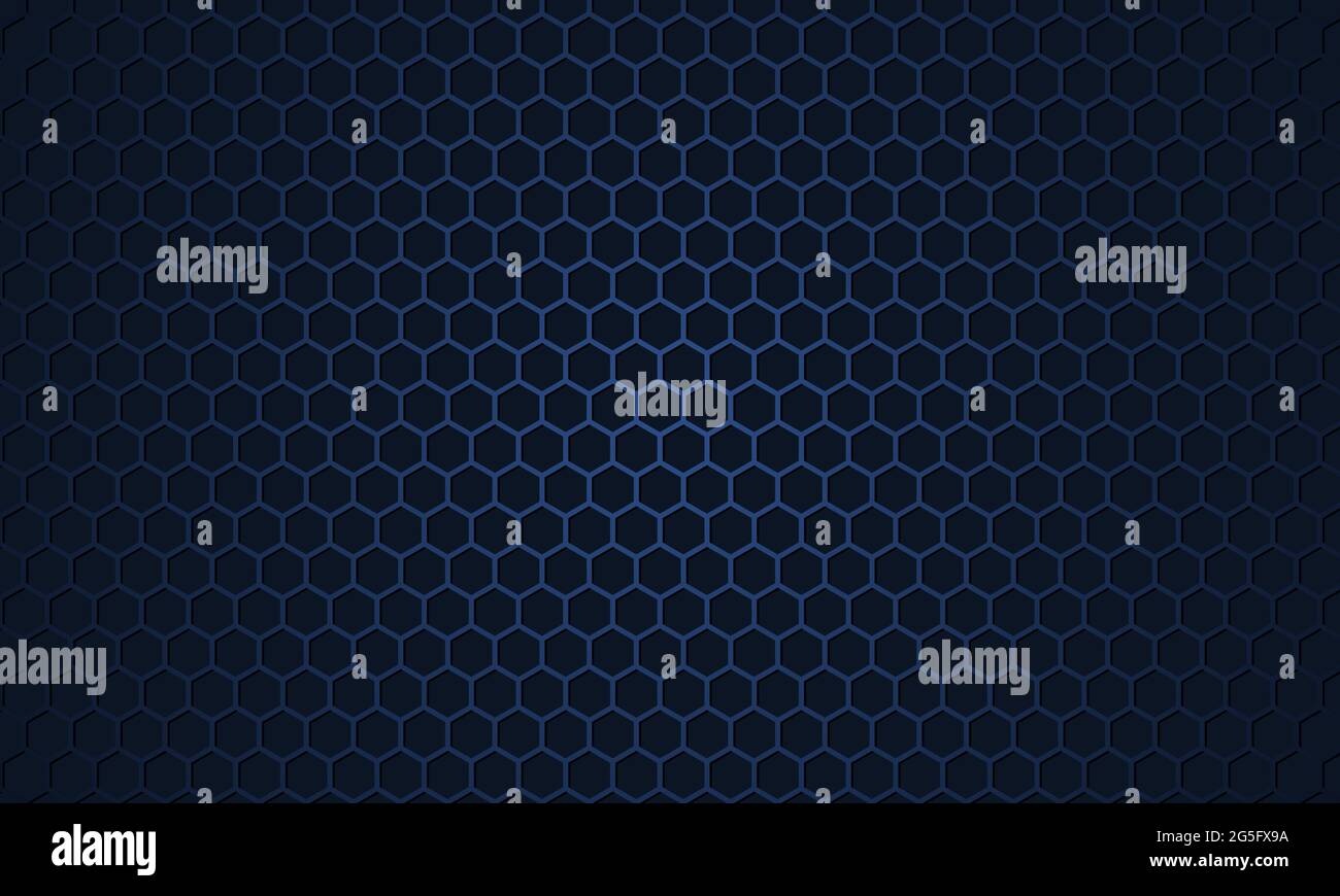 Dark blue hexagon carbon fiber metallic textured vector background