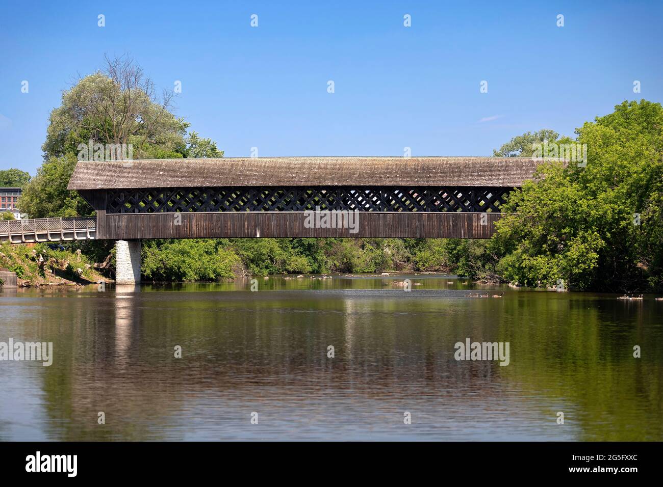 Rustic wooden pedestrian bridge hi-res stock photography and images - Alamy