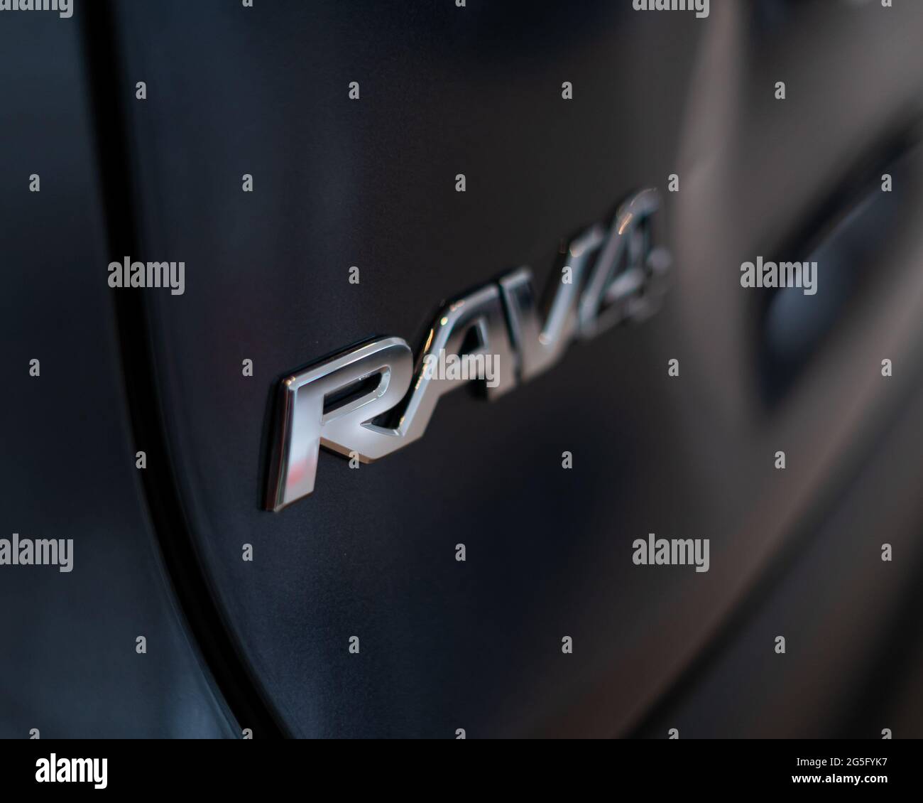 Istanbul, Turkiye - April 2021:close up of RAV 4 Logo on Car Stock Photo