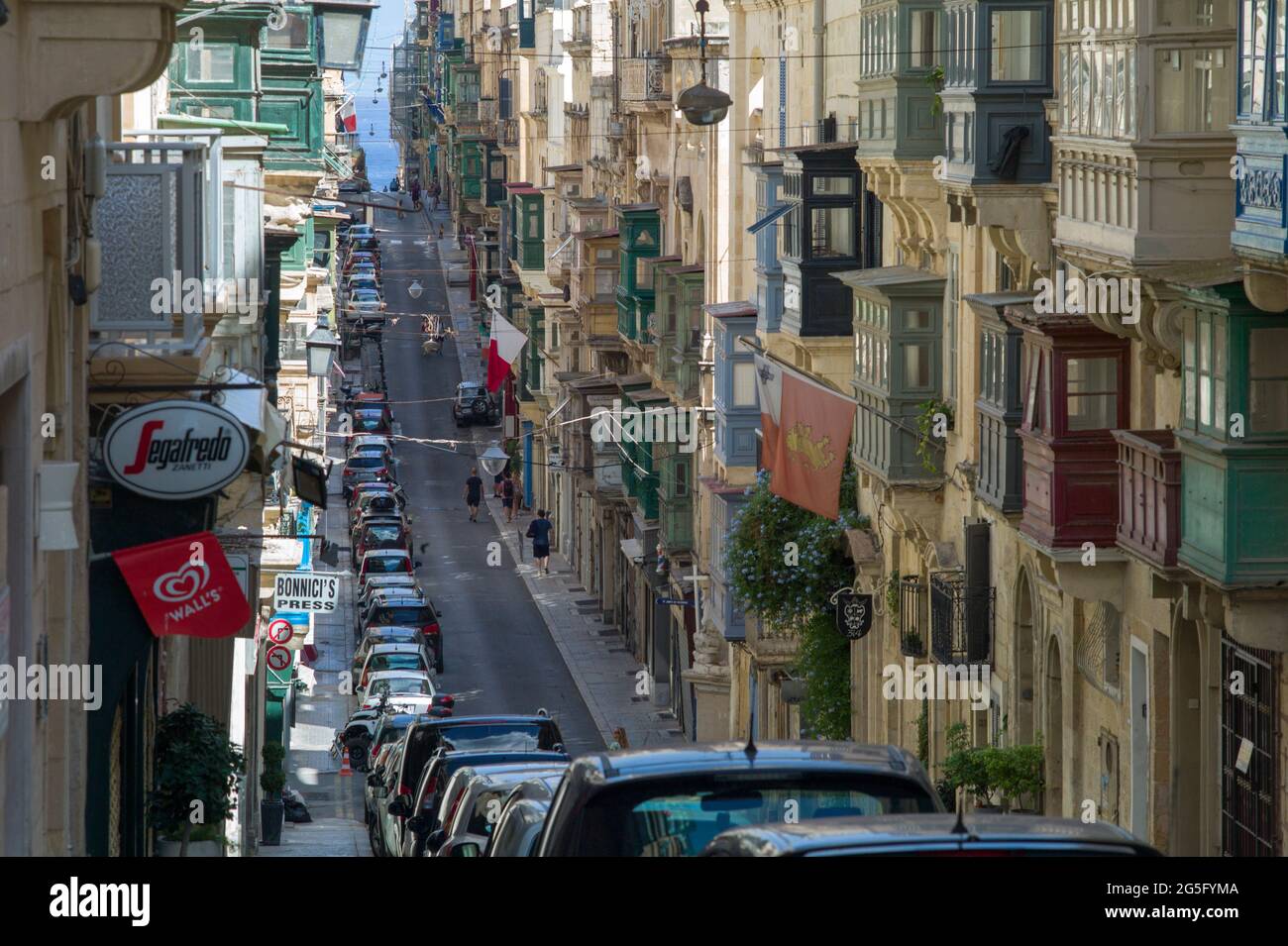 VALLETTA, MALTA - OCTOBER 7 2018 : Street in Valletta. Stock Photo