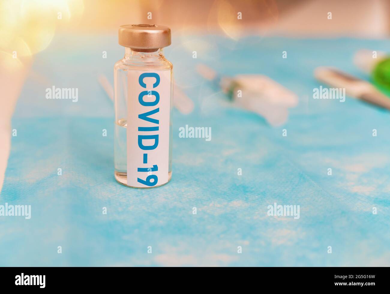 Vial of the vaccine against covid-19 virus infection Stock Photo