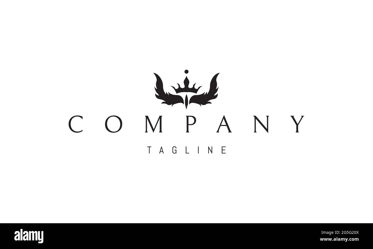 Vector logo with an abstract image of the crown and wings on the sides ...