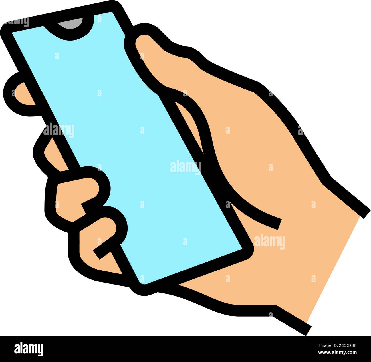 hand holding smartphone color icon vector illustration Stock Vector ...
