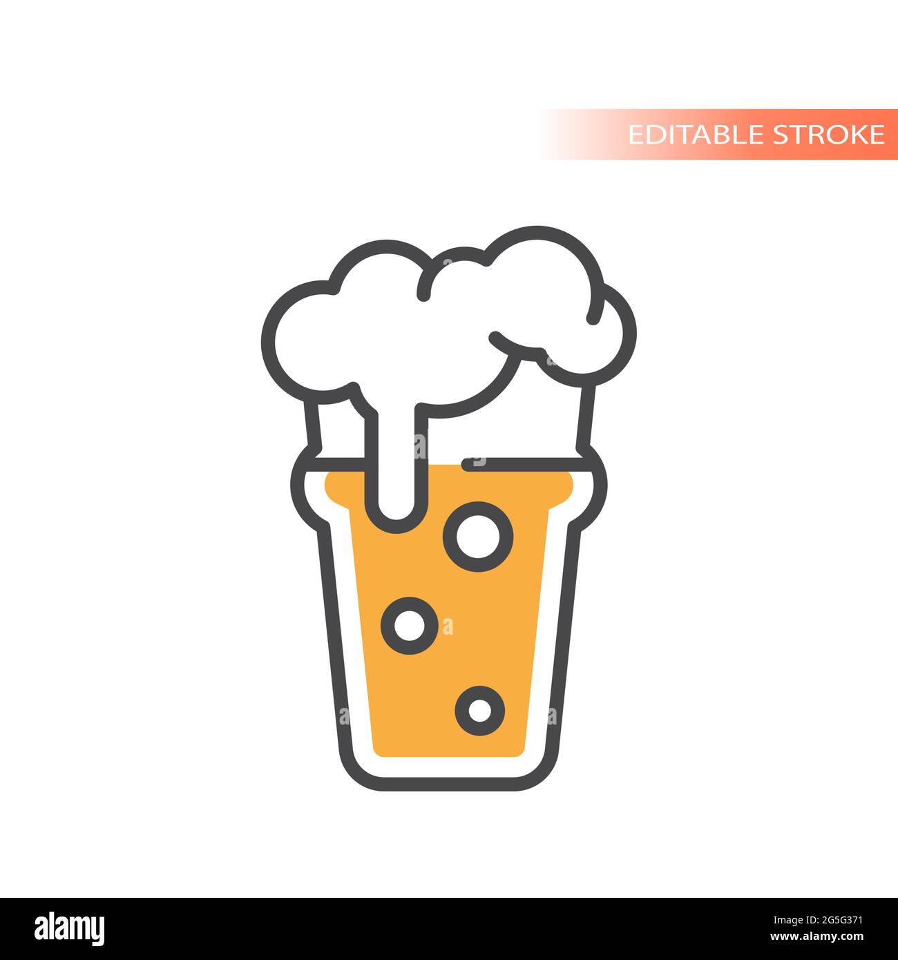 Pint beer with foam and bubbles icon. Colorful vector glass, editable