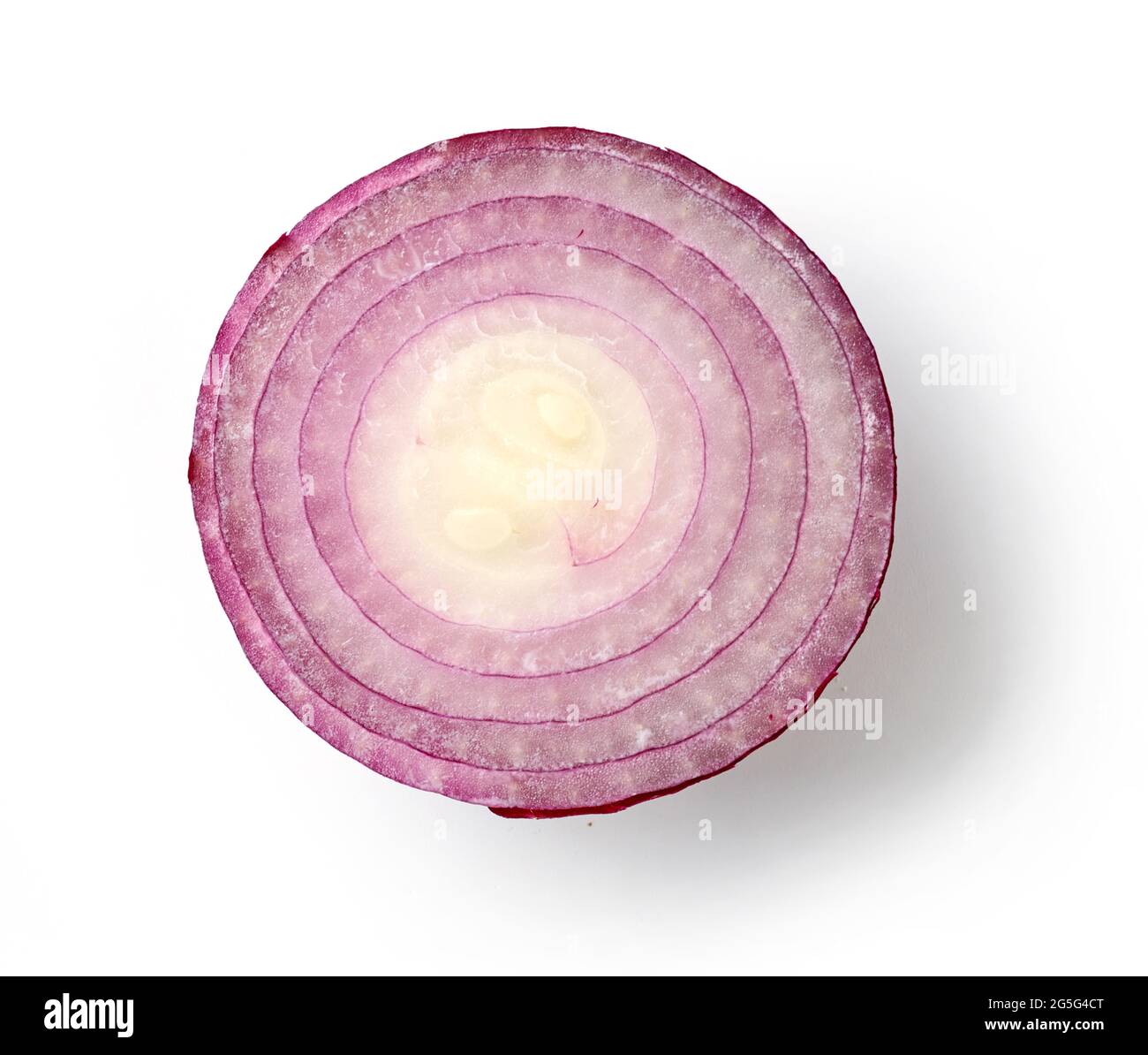 half of fresh raw red onion isolated on white background, top view ...