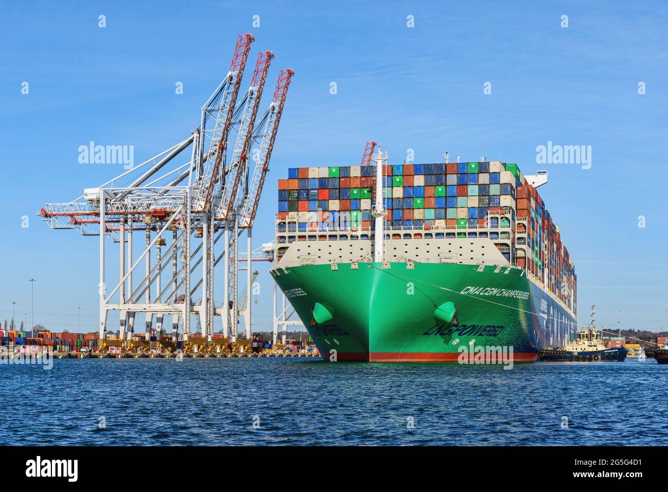 The LNG-powered Ultra Large container ship CMA CGM Champs Elysees ...