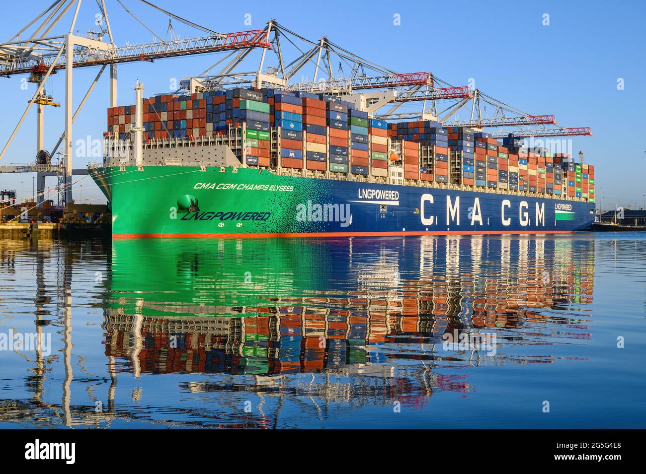 The LNG-powered Ultra Large container ship CMA CGM Champs Elysees at DP ...