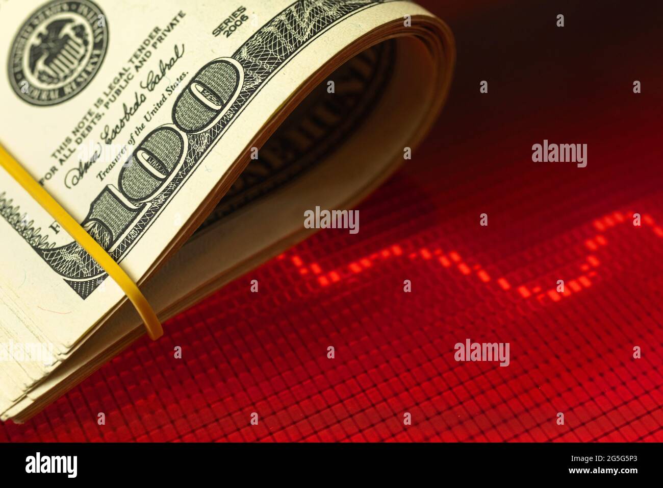 The fall of the national currency concept background with US dollar ...
