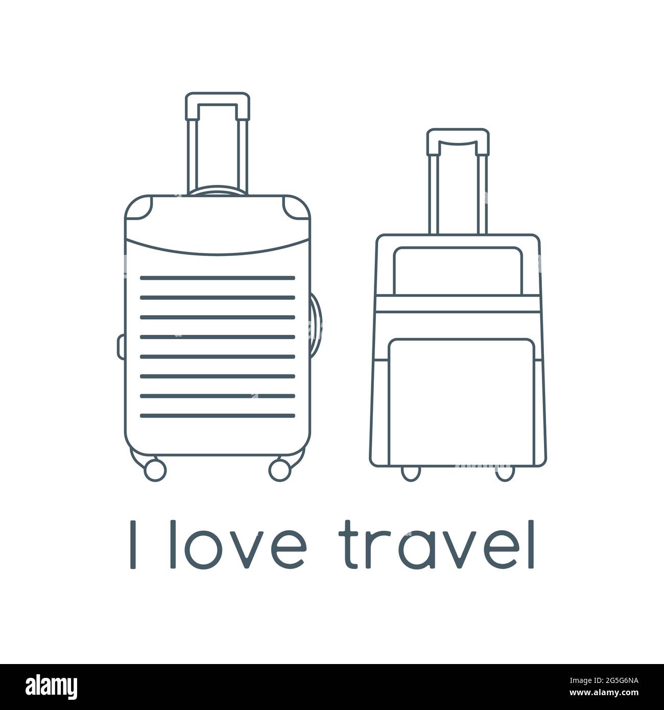 Vector illustration Suitcases isolated on white background. I love