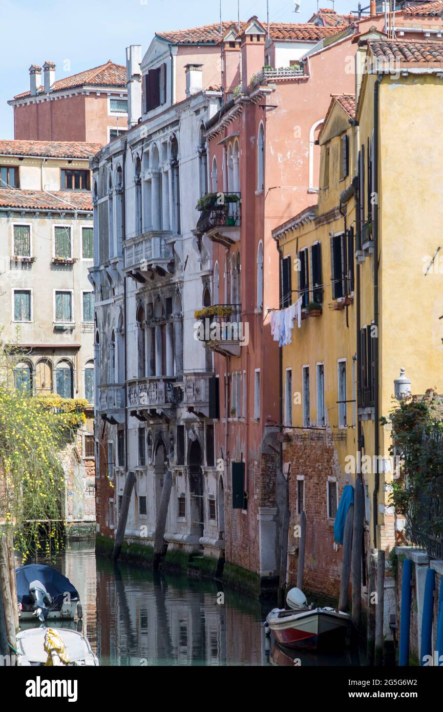 VENICE, ITALY - APRIL 14 2018 : Canal in Venice. Stock Photo
