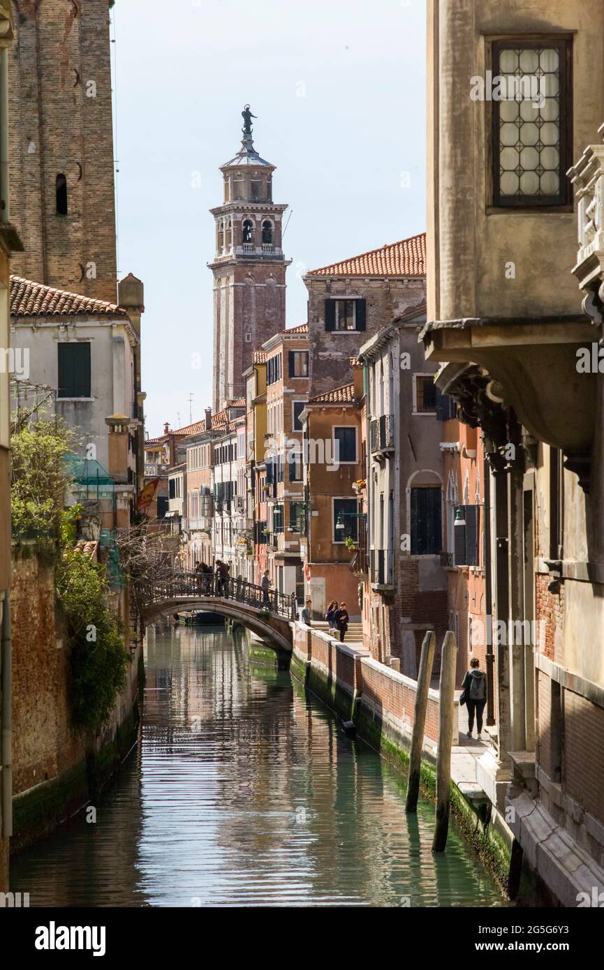 VENICE, ITALY - APRIL 14 2018 : San Barnaba canal. Stock Photo