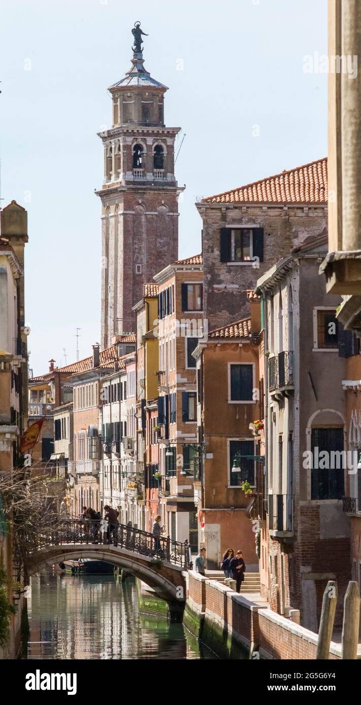 VENICE, ITALY - APRIL 14 2018 : San Barnaba canal. Stock Photo