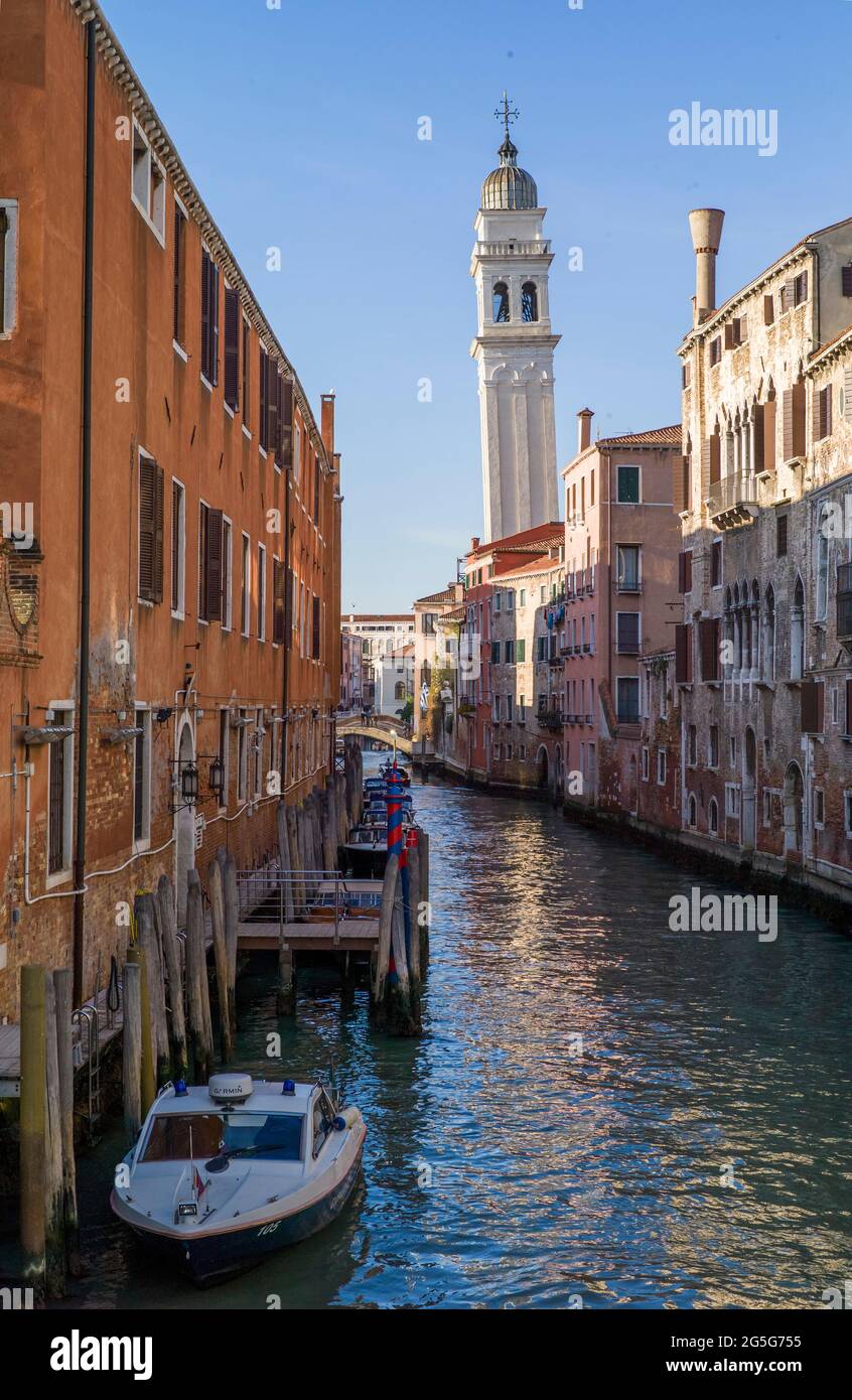 VENICE, ITALY - APRIL 14 2018 : Rio dei Greci Canal. Stock Photo