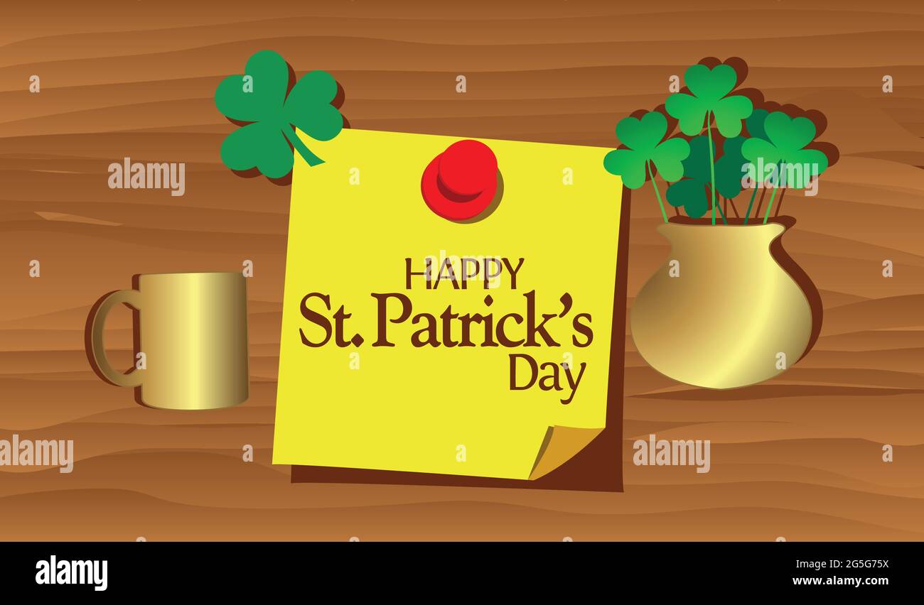 Reminder paper word happy st. patrick's day vector. Vector Illustration. Stock Vector