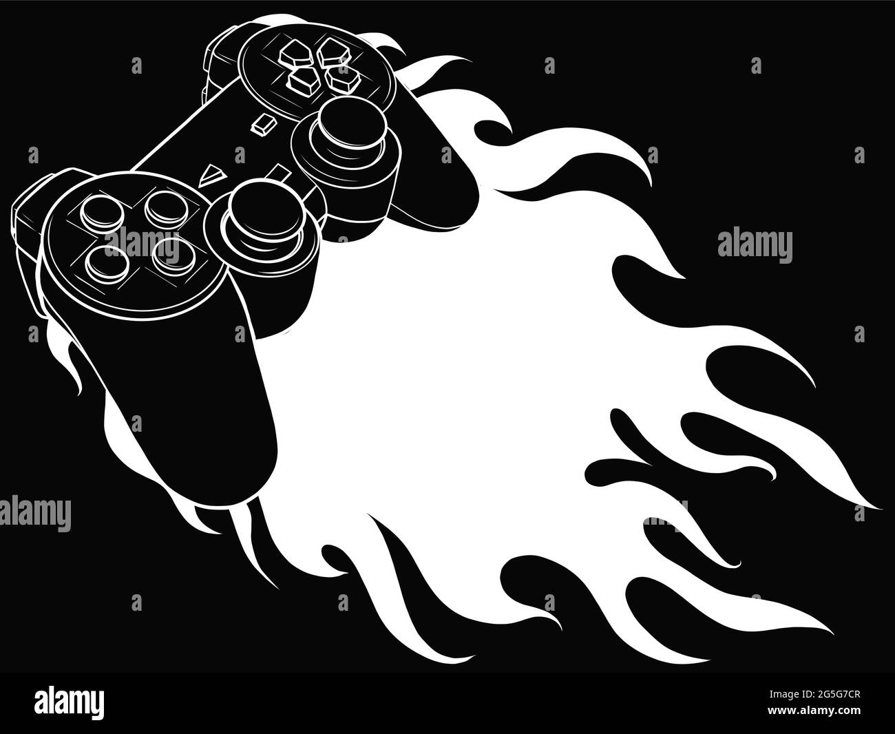 game pad with a fire for gaming vector Stock Vector