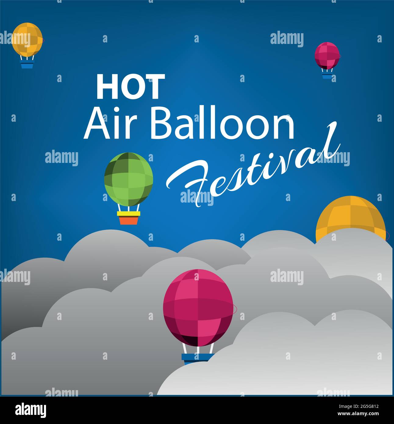 Hot air balloon festival on sky background. Vector illustration Stock ...