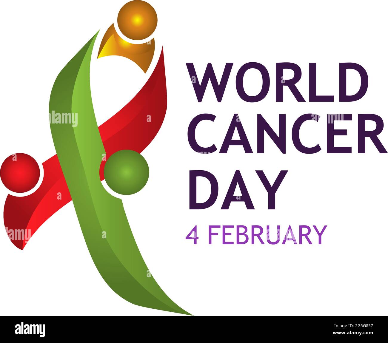 World cancer day 4 february text with ribbon tree. Vector illustration concept for world cancer day Stock Vector