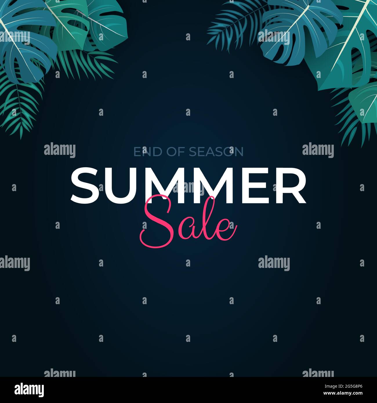 Tropical leaves summer sale background Vector illustration Stock Vector ...