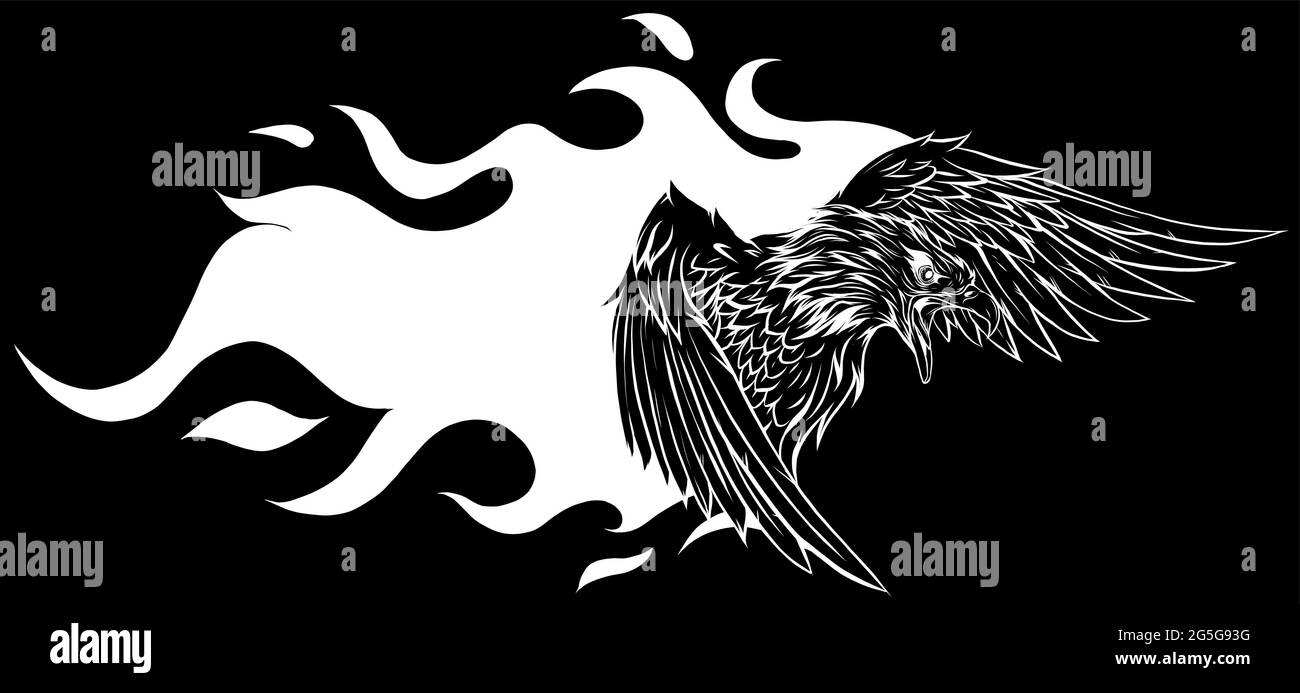 vector illustration of eagle with flames design Stock Vector