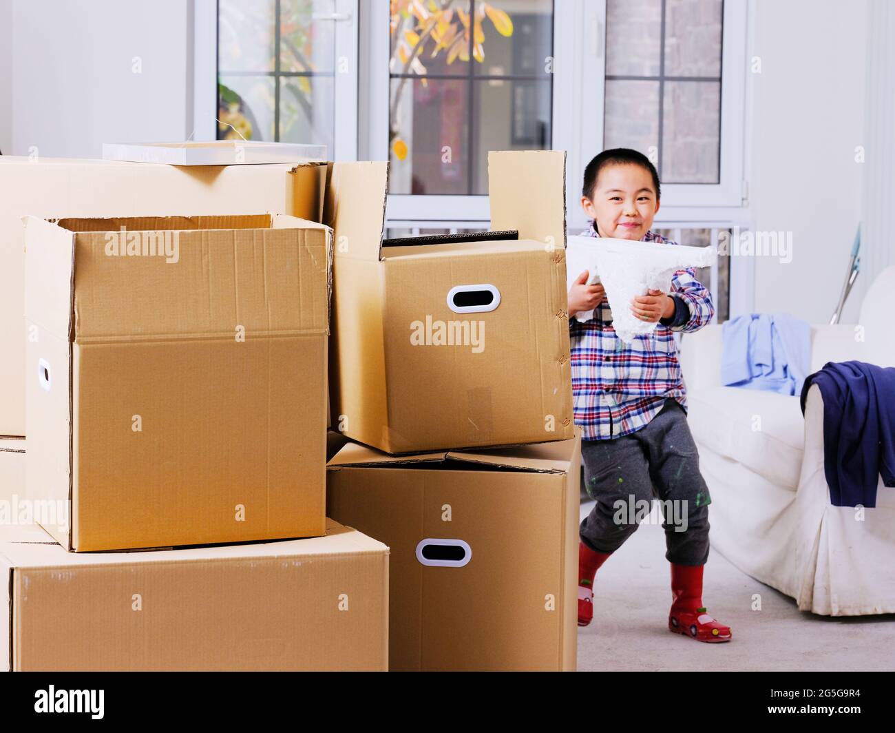 The little boy playing in the room high quality photo Stock Photo